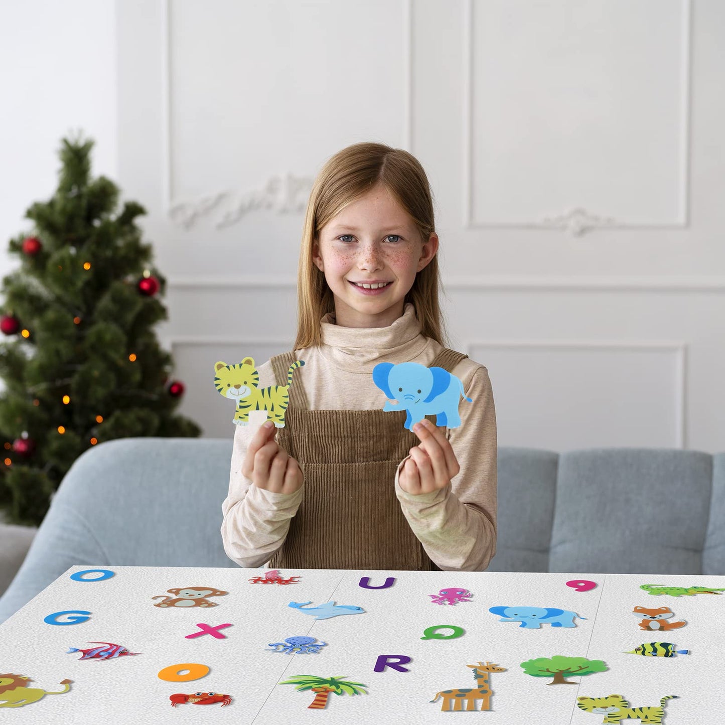 BXI 17 Pcs Zoo Animals Felt Board Story Pieces Set for Toddlers, Preschool & Kindergarten, Precut Felt Jungle Animals Figures fo