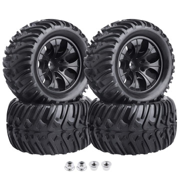 Hobbypark 4pcs Height 4.92'' (125mm) 12mm Hex RC Truck Wheels and Tires Set for Traxxas Redcat 1/10 Scale RC Truck Monster fit 2