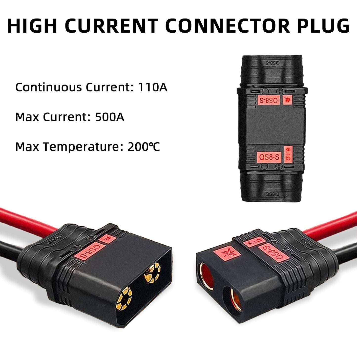 Babuvya Qs8 Charge Lead 1 Male To 2 Female With 3.5Inches / 9Cm 8 Gauge Silicone Wire For Rc Battery Charging And Jumper (Qs8 1