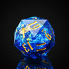 Cusdie Single D20 DND Dice with Sharp Edges and Glitter Foil Inclusions, 20 Sided D&D Dice, 33mm Handcrafted Polyhedral Dice, fo