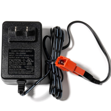 ToiCottage 24V Battery Charger & Wire Harness for Ride-On Toys, Red Square Two-Pin Jack, Replacement Parts for Kids' Cars