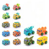 SeventhDuck Mini Cars 18PCS, Pull Back Racing Toy Car Set, Racing Toy Vehicles Mini City Cars with Roadblocks and Characters, Pa