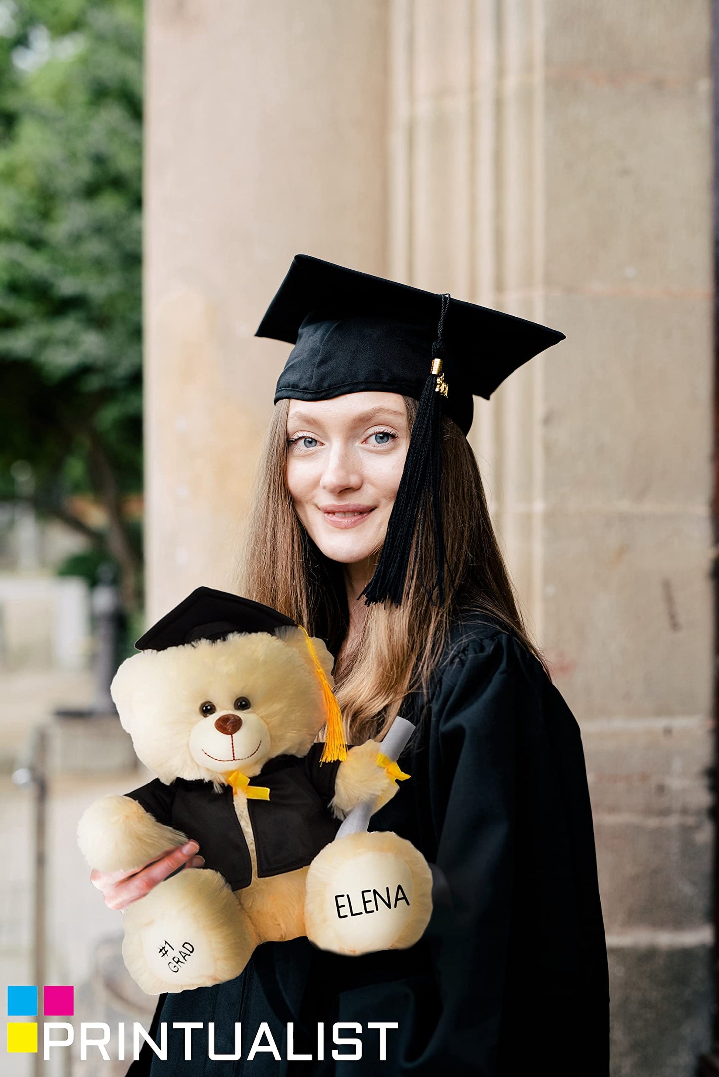 Personalized Graduation Teddy Bear Gifts 2025 for Her, for College, High School, 12 Inch - Cute Custom White Bear with Your Name