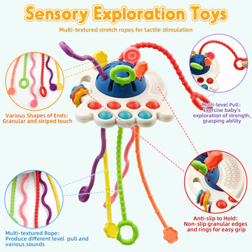 Aituitui Sensory Montessori Baby Toys 6 To 12 Months, Toddler Travel Toys For 1 2 Year Old Boy Girl Birthday Gifts, Soft Pull St