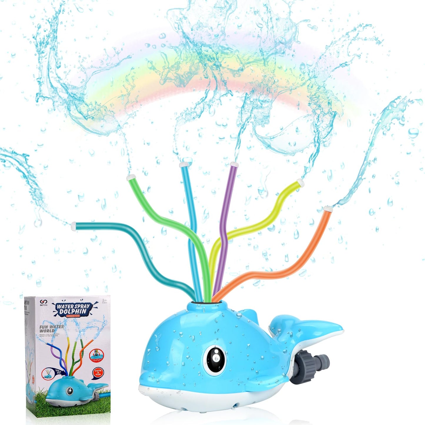 Dacono Dolphin Water Sprinkler Toy For Kids - Outdoor Summer Sprinkler With Wiggling Tubes, Ideal For Garden And Lawn - Perfect