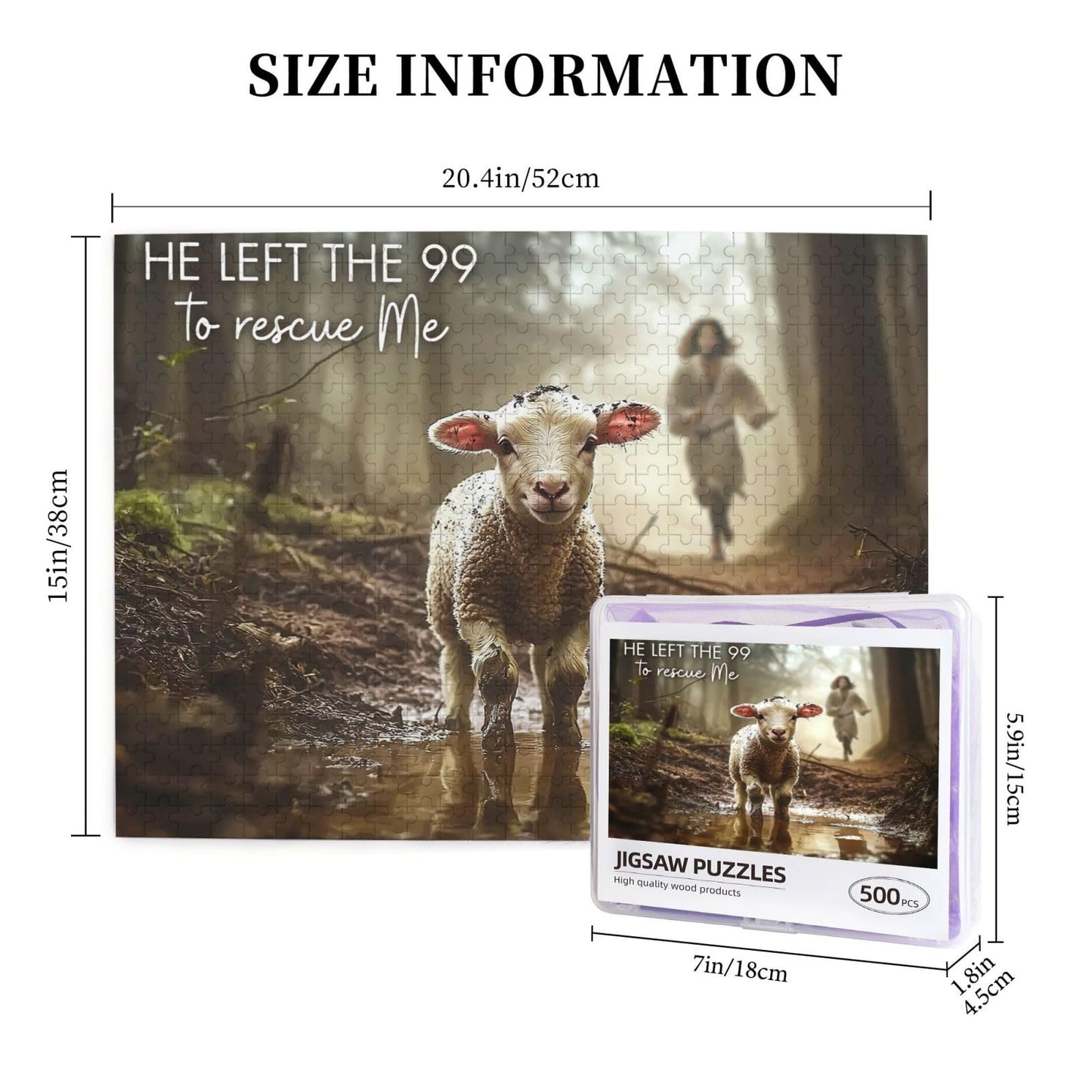 Christian Jigsaw Puzzle for Adults 500 Pieces Vintage Sheep Jesus Religious Puzzles Scripture Bible Inspirational Wooden Puzzle