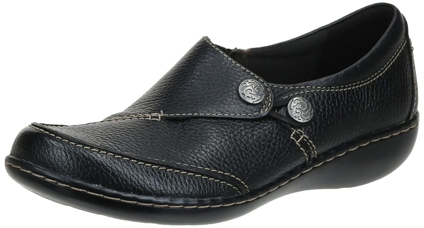 Clarks Womens Ashland Lane Q Slip-On Loafer, Black, 11 M Us