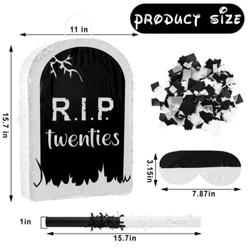 Syhood 4 Pcs Rip Twenties Piata Birthday Decorations 11 x 15.7 Death to My 20s Funeral Tombstone Piata with Stick Blindfold Conf