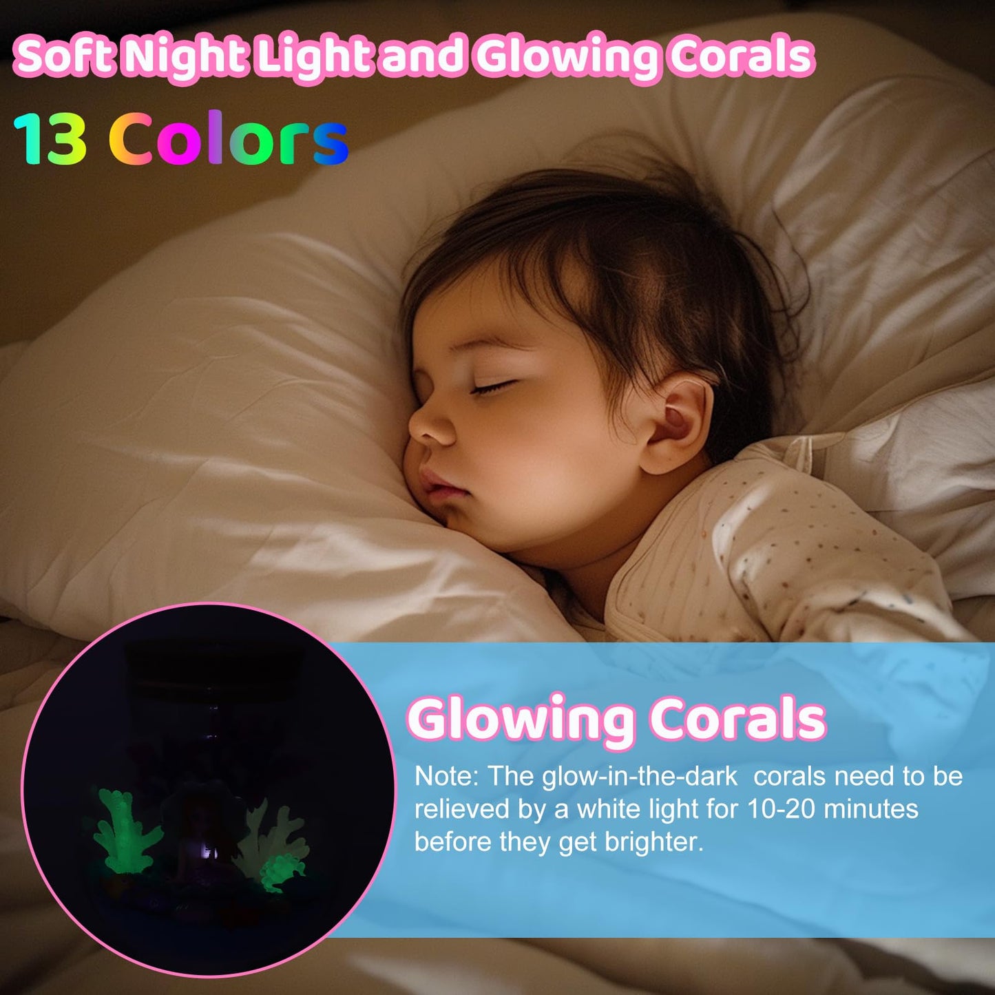 Kids Mermaid Terrarium Crafts Kit, Remote Control 13-In-1 Led Night Light Up Color, Mermaid Birthday Gifts Toys For Girls, Diy M