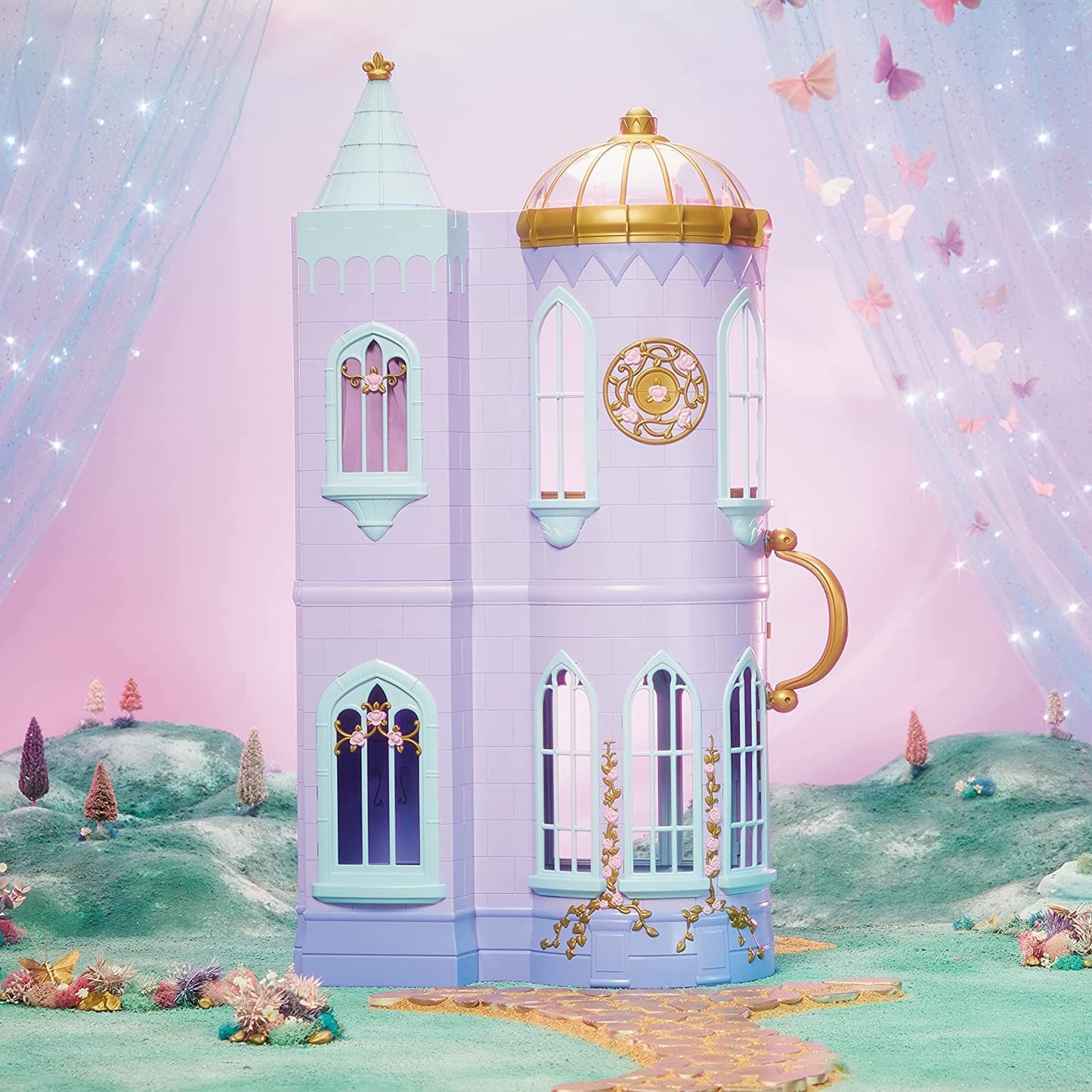 Mga Dream Ella Majestic Castle Playset, Fits 11.5' Fashion Dolls, Furniture & Accessories, Portable 35' H X 18' W Dollhouse Play Pretend Gift For Kids, Toys For Girls & Boys Ages 3 4 5+ Years