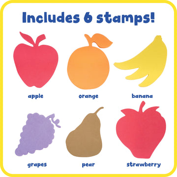 READY 2 LEARN Giant Stampers - Fruit - Set of 6 - Easy to Hold Foam Stamps for Kids - Arts and Crafts Stamps for Displays, Poste