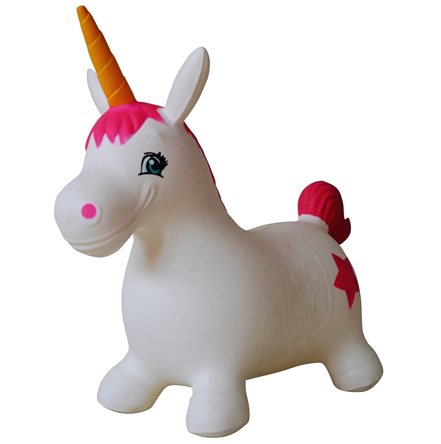 Appleround Unicorn Bouncer With Hand Pump, Inflatable Space Hopper, Ride-On Bouncy Animal For Children (White)