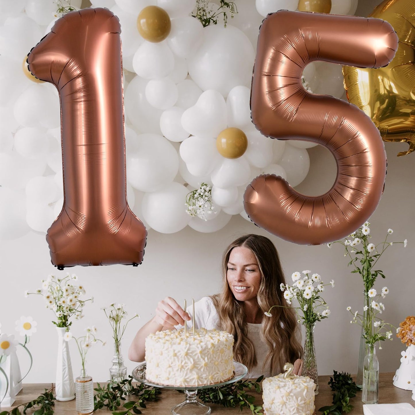 Toniful 40 Inch Coffee Brown Large Numbers Balloon 0-9 Birthday Party Decorations,Big Chocolate Number 1 Foil Balloon Digital 1