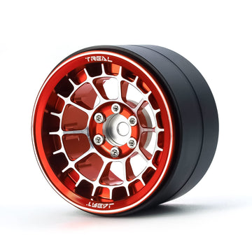 Treal Aluminium 2.2 Beadlock Wheels Rims(2) pcs Fit RC Crawler Mud Truck 2.2 Tires (Red)