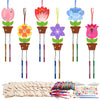 Fennoral 12 Pack Flower Wind Chime Craft for Kids Make You Own Flower Wind Chimes Ornaments DIY Coloring Wooden Art and Craft fo