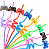24Pcs Video Game Party Favors Straws Gamer Birthday Gift Drinking Straws Reuseable Game Straws for Kids Teen Boys Girls Game on