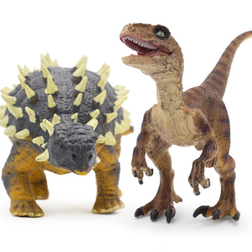 Gemini&Genius Ankylosaurus And Velociraptor Dinosaur Toys For Kids, Lifelike Dino Action Figures, Great For Collection Gifts, Cake Toppers, Toddler Stocking Stuffers, Kids Fun Party Favors