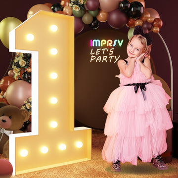 Imprsv 4Ft Marquee Numbers, Light Up Numbers For 1St 21St Birthday Decorations, Marquee Light Up Letters Anniversary Party Decor