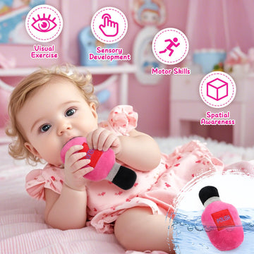 Golray Plush Toddler Purse Baby Girl Pretend Play Toy - 10 Pcs My First Purse With Soft Sensory Toy Smartphone/Crinkle Makeup Be