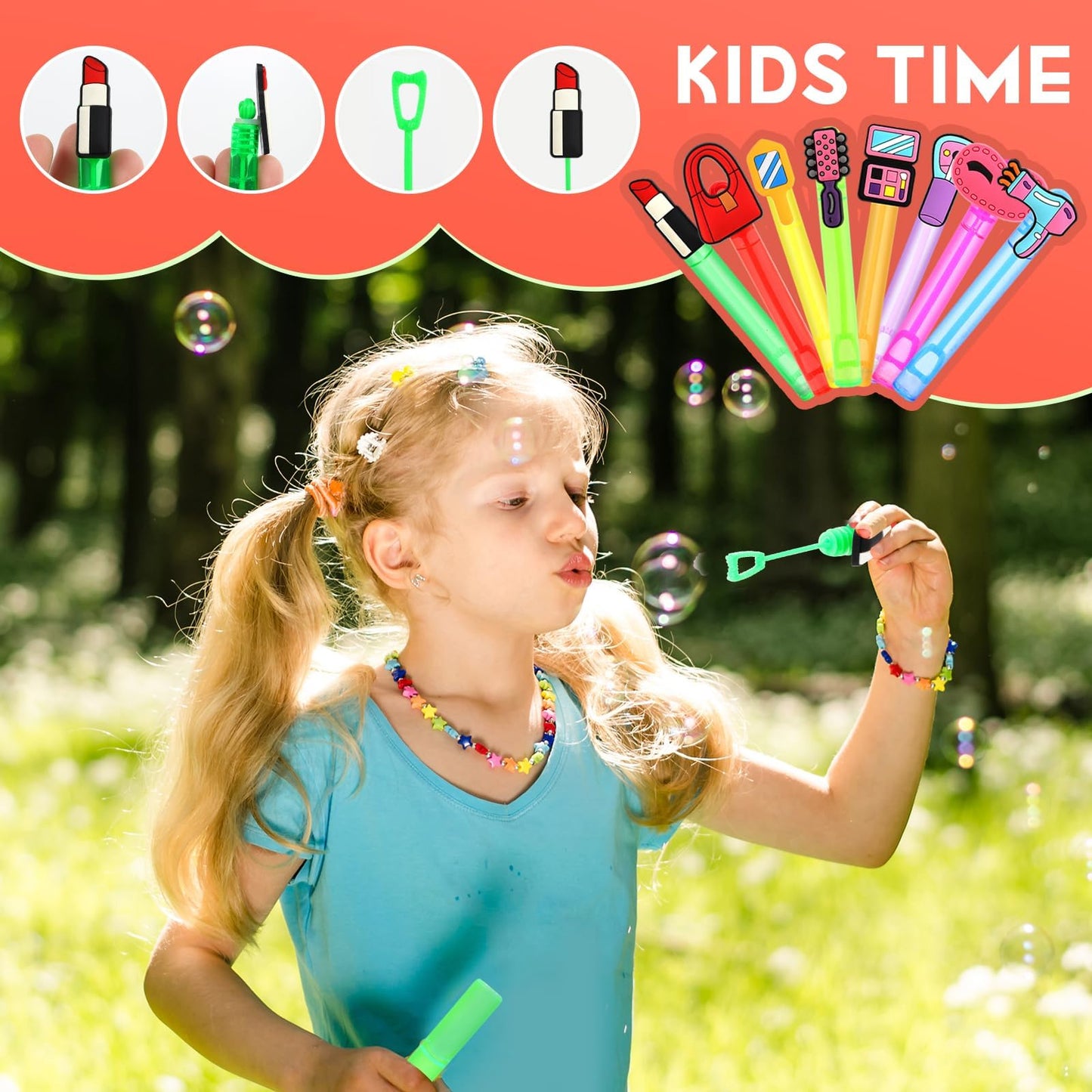 48 Pieces Makeup Bubble Wands Pink Party Favors Mini Bubble Wands 6 Styles Spa Theme Party Decorations For Party Faovrs Goodie B