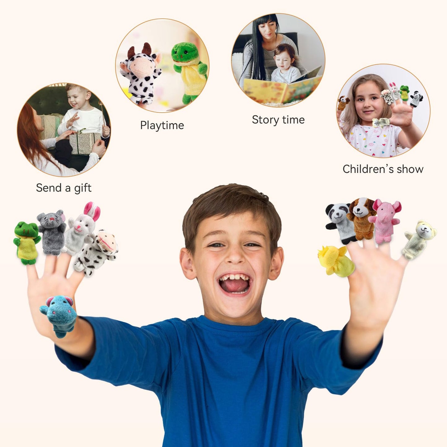 5 Pcs Finger Puppets For Kids Toddlers Ages 1-3 3-5 4-8, Mini Plush Animals Baby Finger Puppet Toys, Puppet Show Theater Props,