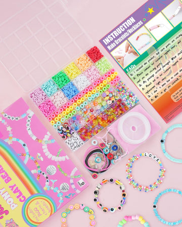 LovelyMoon Bracelet Making Kit 3400 Pcs Beads for Charm Friendship Jewelry Making Supplies Unicorn Mermaid Art Crafts Birthday C