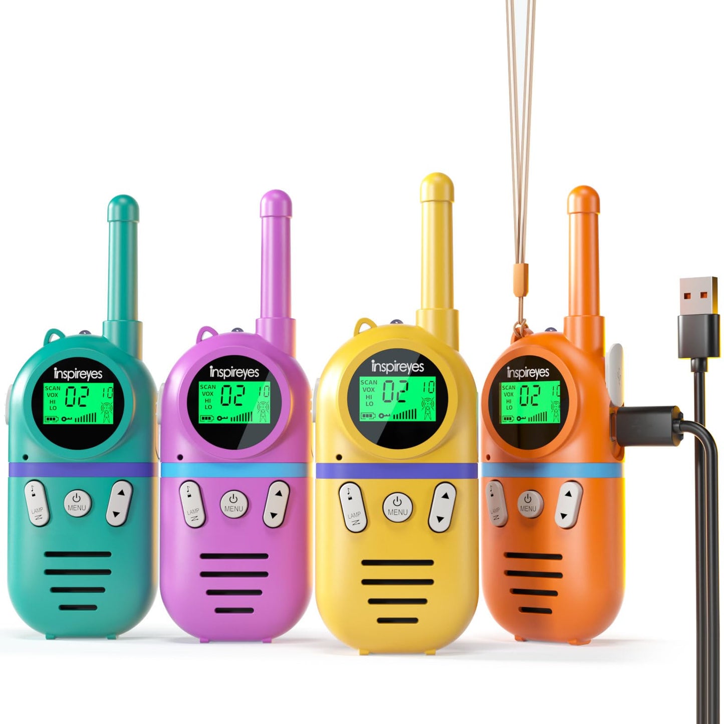 Inspireyes Walkie Talkies For Kids Rechargeable,48 Hours Working Time 3 Miles Range 22 Channels 2 Way Radio,Birthday Gifts For Boys Girls,Family Games Outdoor Hiking Camping,3-12 Years Old Toys 4 Pack