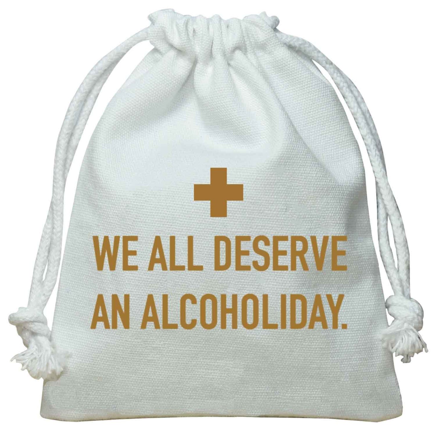 Funcart Unisex We All Deserve An Alcoholiday Hangover Kit/Pouch (White) For Wedding/Party/Bachelor/Bachelorette/Special Occasion