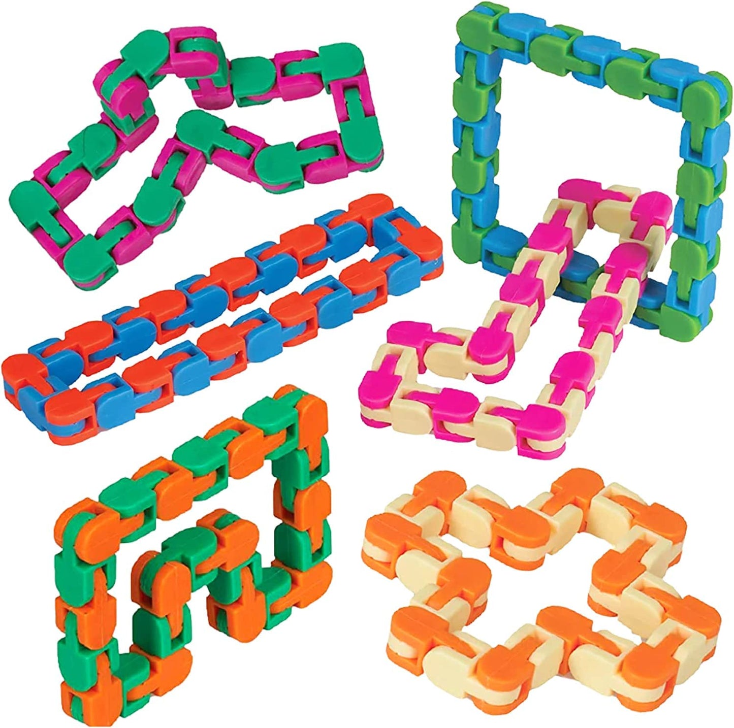 Pulsbery Toys 24 Links Wacky Tracks Snap Click Fidget Toys Set For Sensory Kids - Snake Puzzles Game For Kids Random Color Links