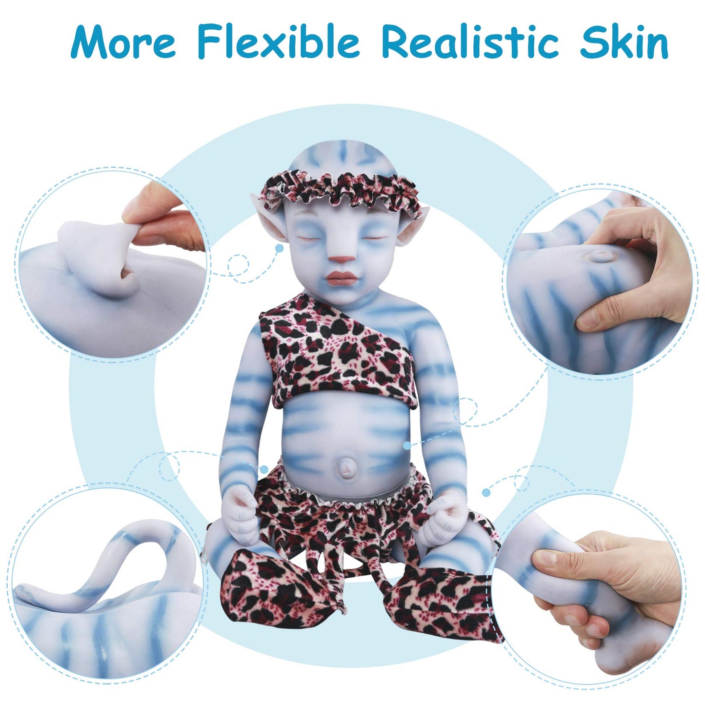Vollence 20 Inch Avatar Sleeping Full Silicone Baby Doll,Not Vinyl Dolls,Real Reborn Baby Doll,Realistic Lifelike Silicone Baby Doll That Look Real - Girl