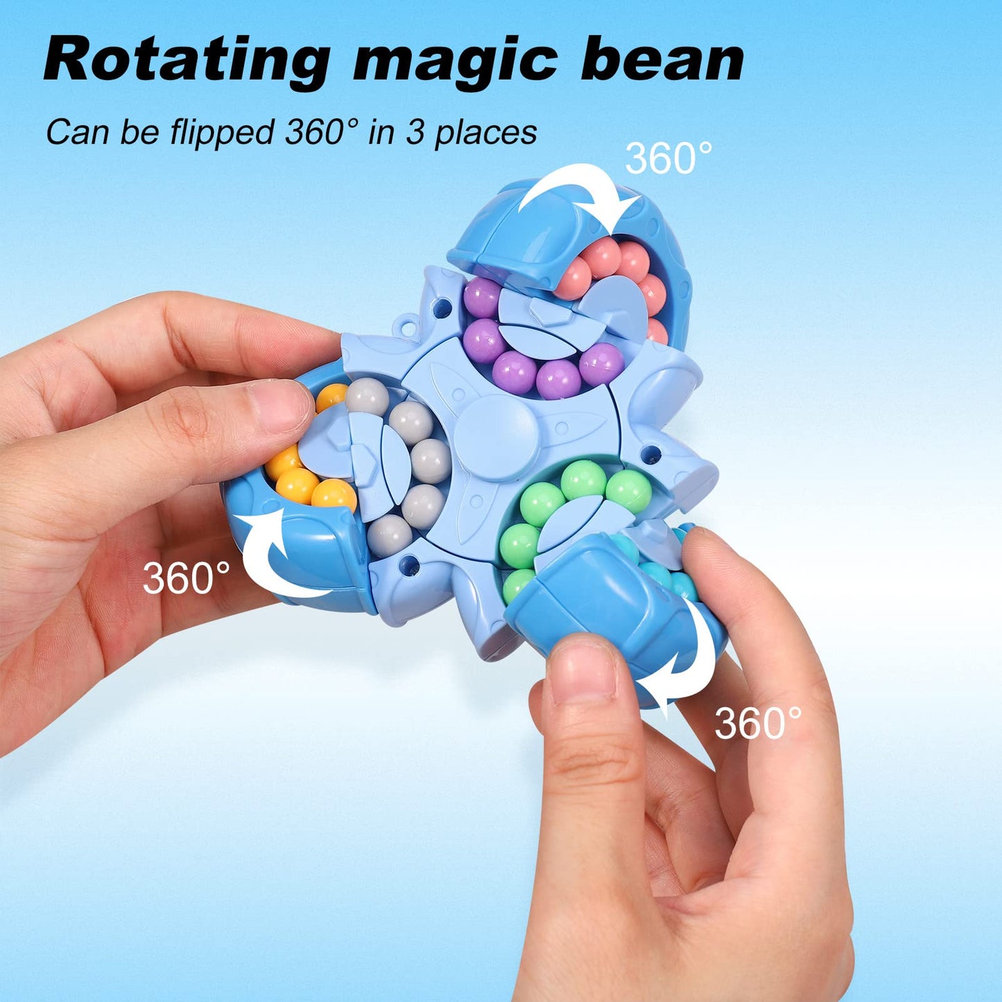 FRIUSATE Magical Bean Puzzle Toy Rotating Magical Bean Fidget Spinner Toys for Kids Stress Relief Anxiety Relief Puzzles for Teens mature-themeds Learning&Education Toys and Gifts