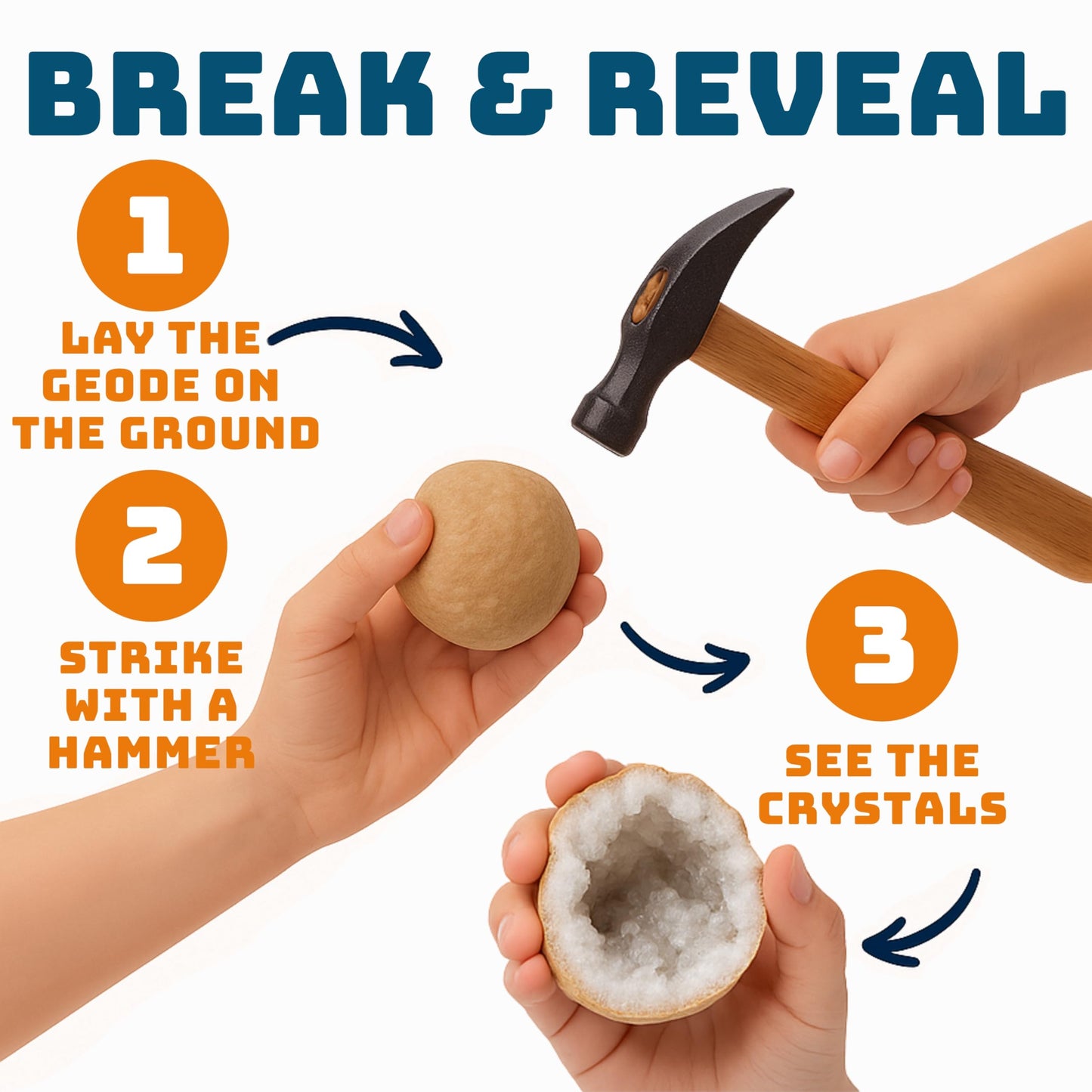 TruEnergy 20 Break Your Own Geode Kit - Natural Premium Geodes, Easy Crack-Open Experience, Small Size (1.0"-1.5"), STEM Activity