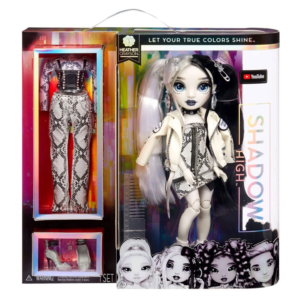 Rainbow High Shadow Series 1 Heather Grayson- Grayscale Fashion Doll. 2 Grey Designer Outfits To Mix & Match With Accessories, Great Gift For Kids 6-12 Years Old And Collectors, Multicolor, 580782