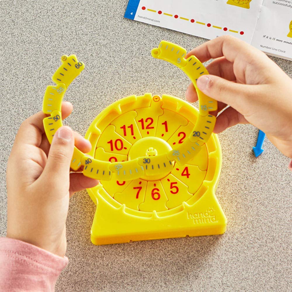 Hand2Mind Numberline Clock, Telling Time Teaching Clock, Learn To Tell Time Clock, Analog Classroom Learning Clock, Teaching Time Math Manipulatives, Clocks For Kids Learning To Tell Time (Set Of 6)
