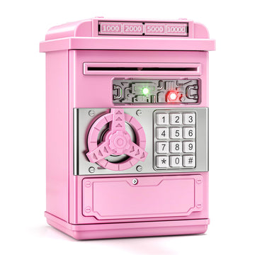 Temi Piggy Bank For Kids, Electronic Coin Money Bank For 3 4 5 6 7 8 9 10 Year Old Girls Gifts, Cash Coin Can Atm Bank For Kids 5-7, Christmas Birthday Gifts (Pink)