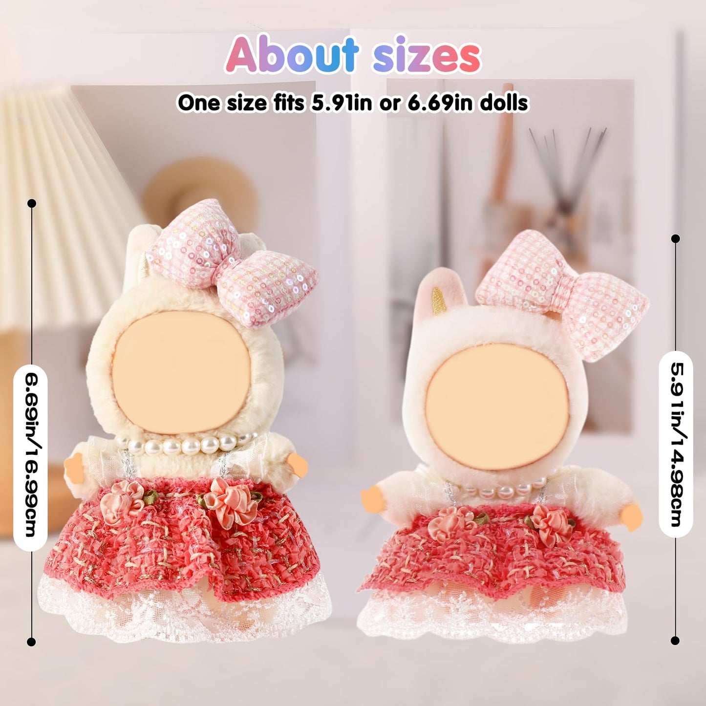 Clothes for 15-17cm Doll Skirt Set for Dolls 1 Piece Skirt Outfit enhanced Fashion Cute Dress for 15-17cm Dolls Accessories (NO Doll) (Pink Suit)