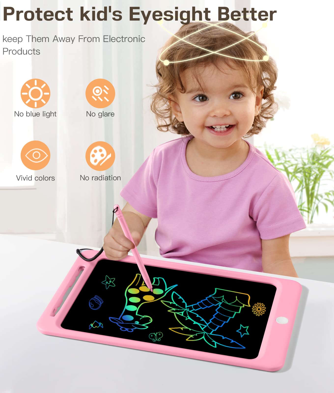 Beydoa Lcd Writing Tablet For Kids, 12 Inch Colorful Doodle Board, Drawing Tablet Writing Board, Toddler Learning Toys For 3 4 5