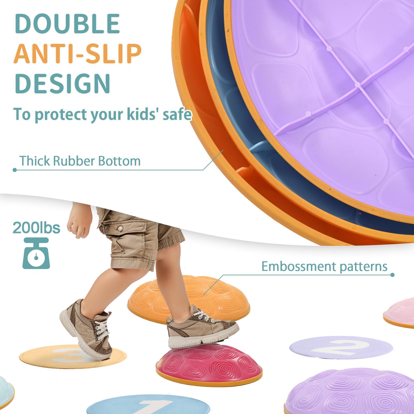 Outree Stepping Stones For Kids, 6 Pcs Balance Training And Sensory Coordination Turtle Stepping Stones For Obstacle Course,Non-