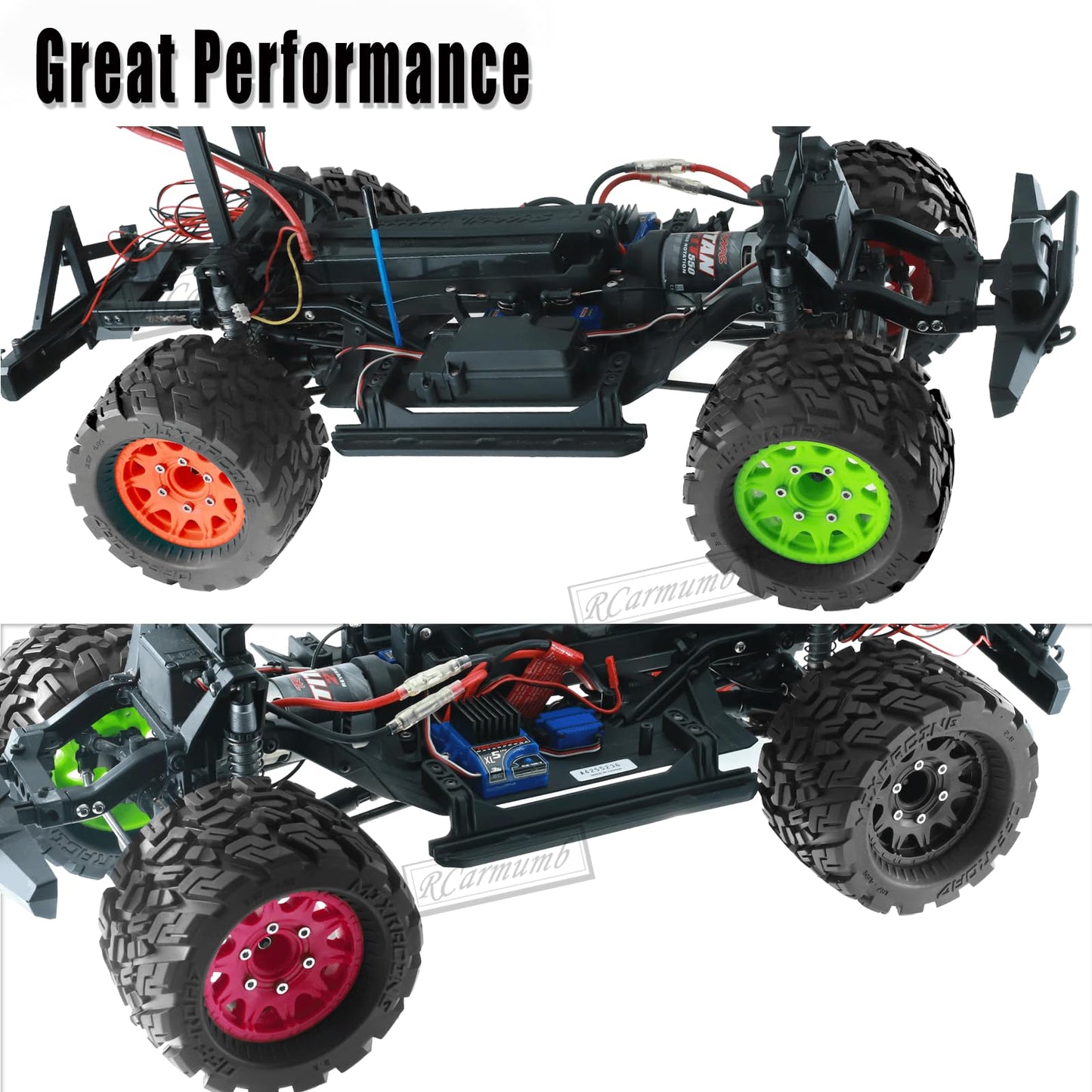 Rcarmumb RC Truck Wheel Tires for 1/10 Rustler Stampede Hoss,Arrm a Granite Vorteks Big Rock,Axial Losi Redcat Rc4wd,12mm/14mm H
