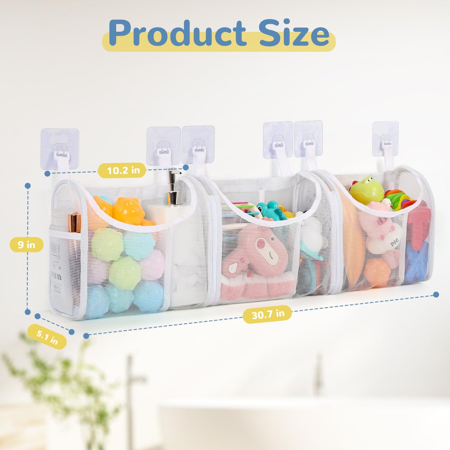 Docmon Bath Toy Storage, Detachable 6 Compartments Bath Toy Holder, Large Capacity Bathtub Toy Storage With Built-In Compartment