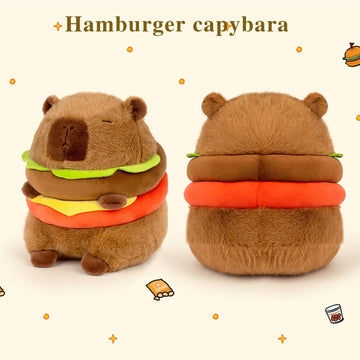Lvqing Cute Capybar Stuffed Animals With Wearable Toast Headsetwear Capybar, Gifts For Kids (8 In Hamburger Capybar)