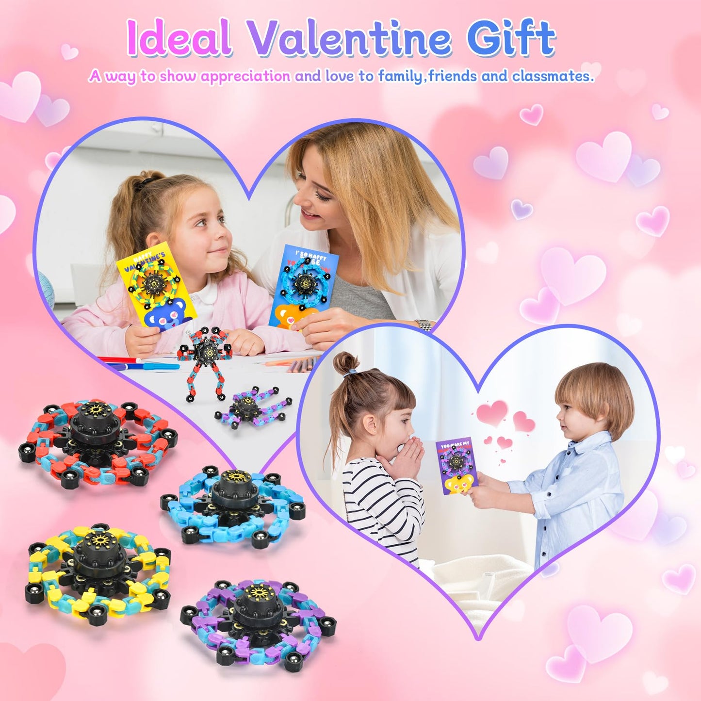 Inacorn 28 Pack Valentines Day Gifts For Kids - Fidget Toys For Kids, Classroom Fidget Spinners, Party Favors, And Kids Gifts -