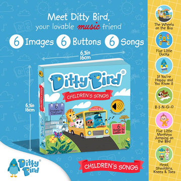 Ditty Bird Musical Books For Toddlers | Fun Children'S Nursery Rhyme Book | The Wheels On The Bus Book With Sound | Interactive