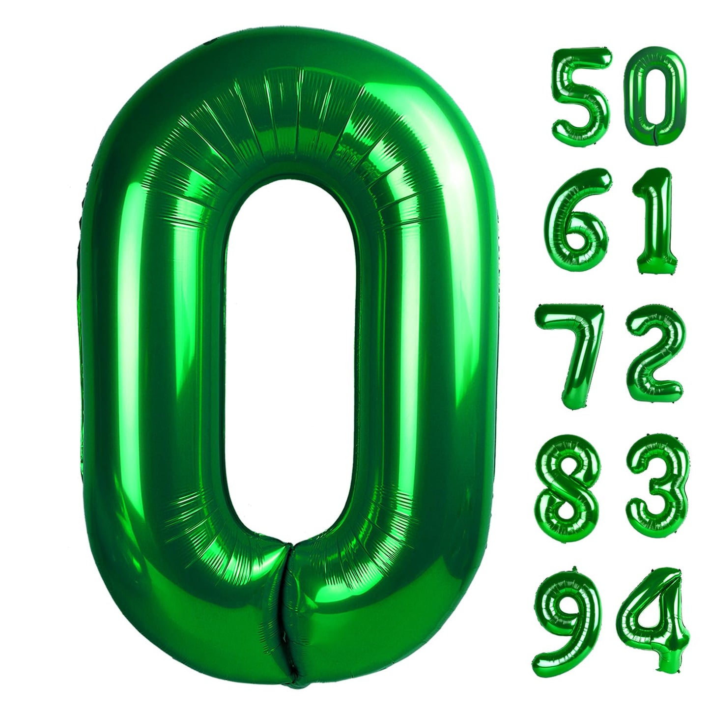 Green Number Balloon 40 Inch, 0 Number Balloons, 10 20 30 40 50 Numbers Balloon Birthday Decorations, Green Party Supplies For W