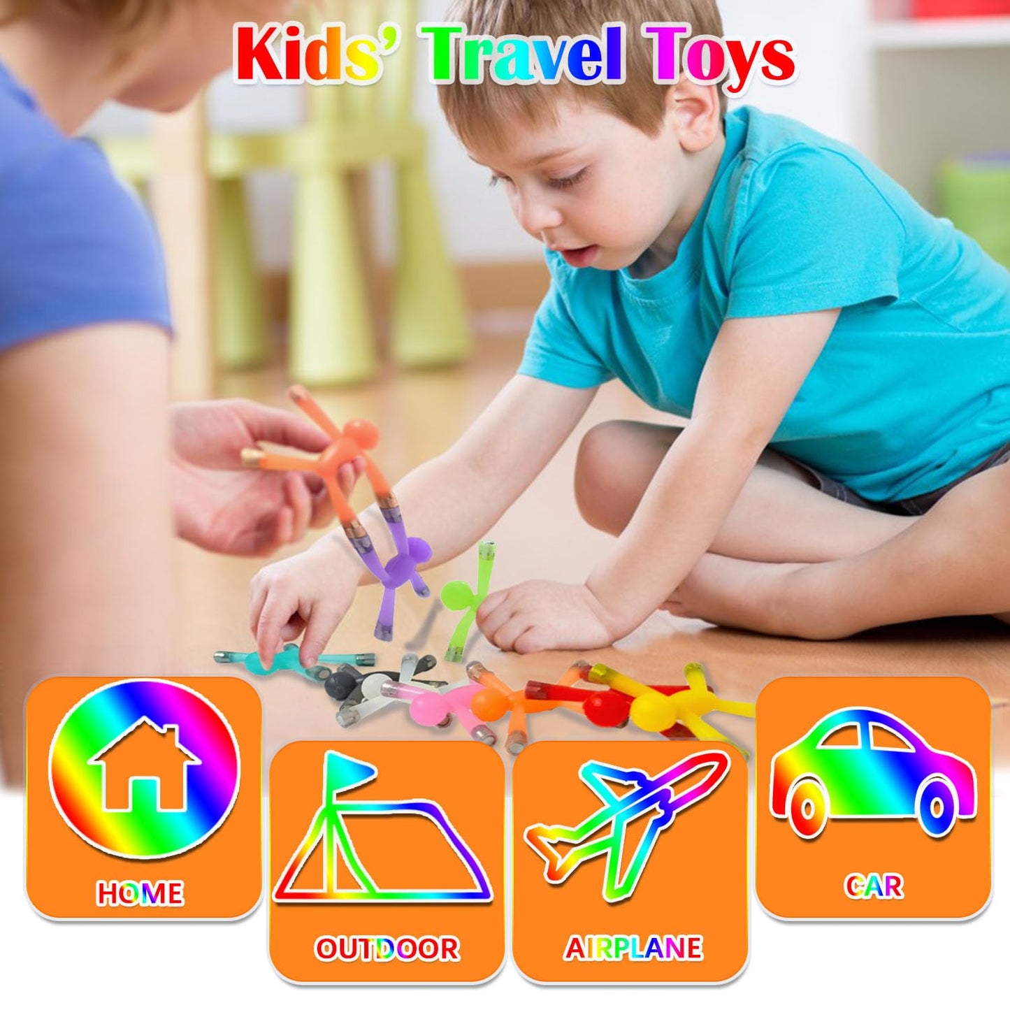Mom&Myaboy 10PCS Mini Man Magnetic Toys, Translucent Novelty Rubber Magnet Men Fridge Magnets Humanoid Magnetic Kids Travel Birt