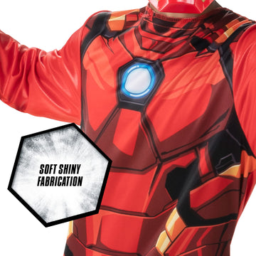 Marvel Iron Man Official Youth Halloween Costume - Premium Quality Fabric Jumpsuit With Printed Design And Plastic Mask (L) Red