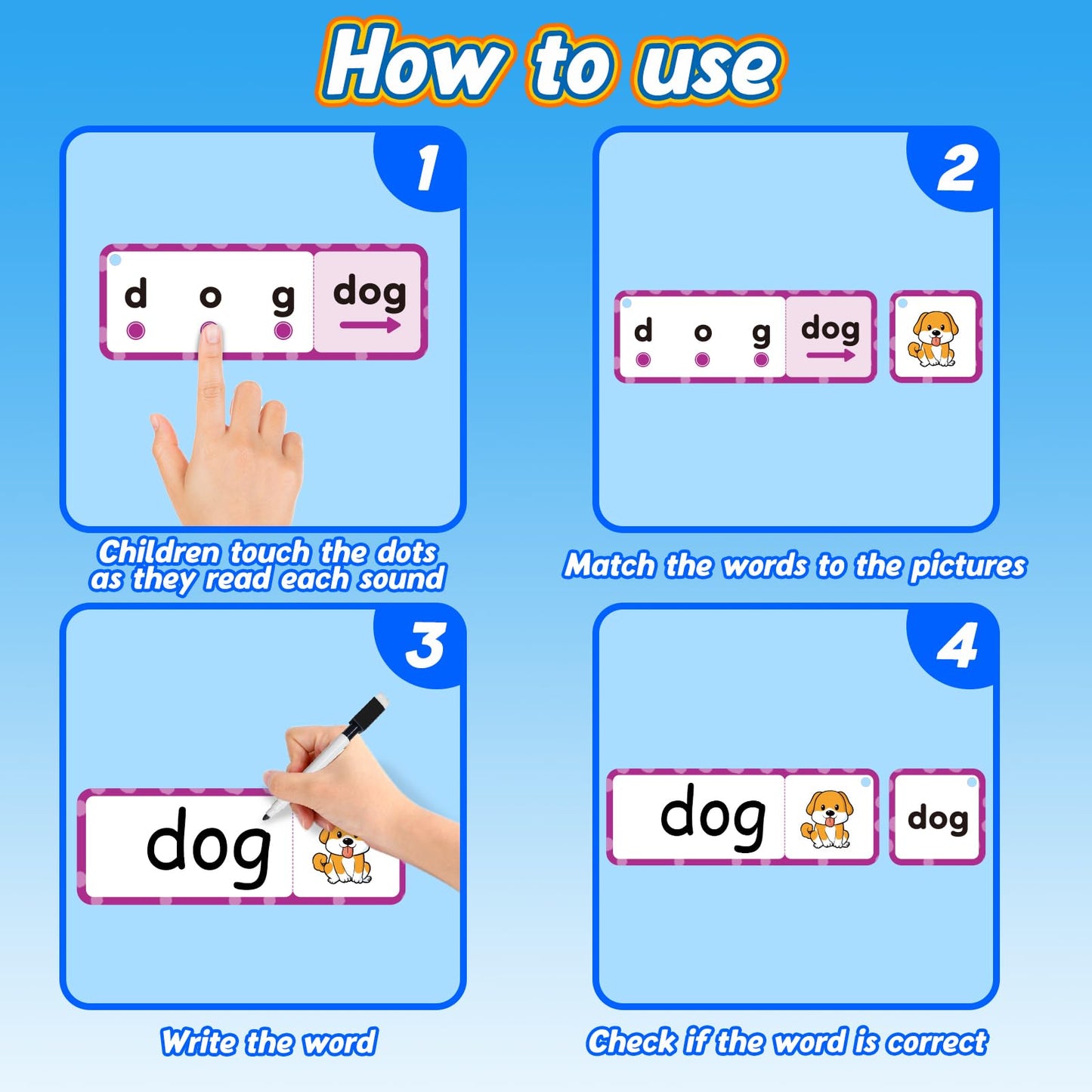 Kasfalci Cvc Word Games,Cvc Flash Cards,Phonics Games,Speech Therapy Toys For Toddlers Kids,Learn To Read,Spelling Reading Learn