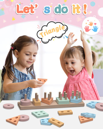 Montessori Toys For 1 2 3 Years Old Boys Girls, Wooden Sorting And Stacking Toddlers Kids Preschool, Coffee Color Recognition St