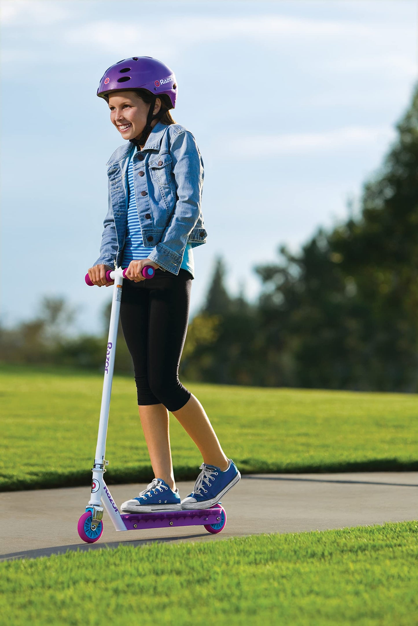 Razor Party Pop Kick Scooter For Kids Ages 6+ - 12 Multi-Color Led Lights, Urethane Wheels, Rear Fender Brake, For Riders Up To 143