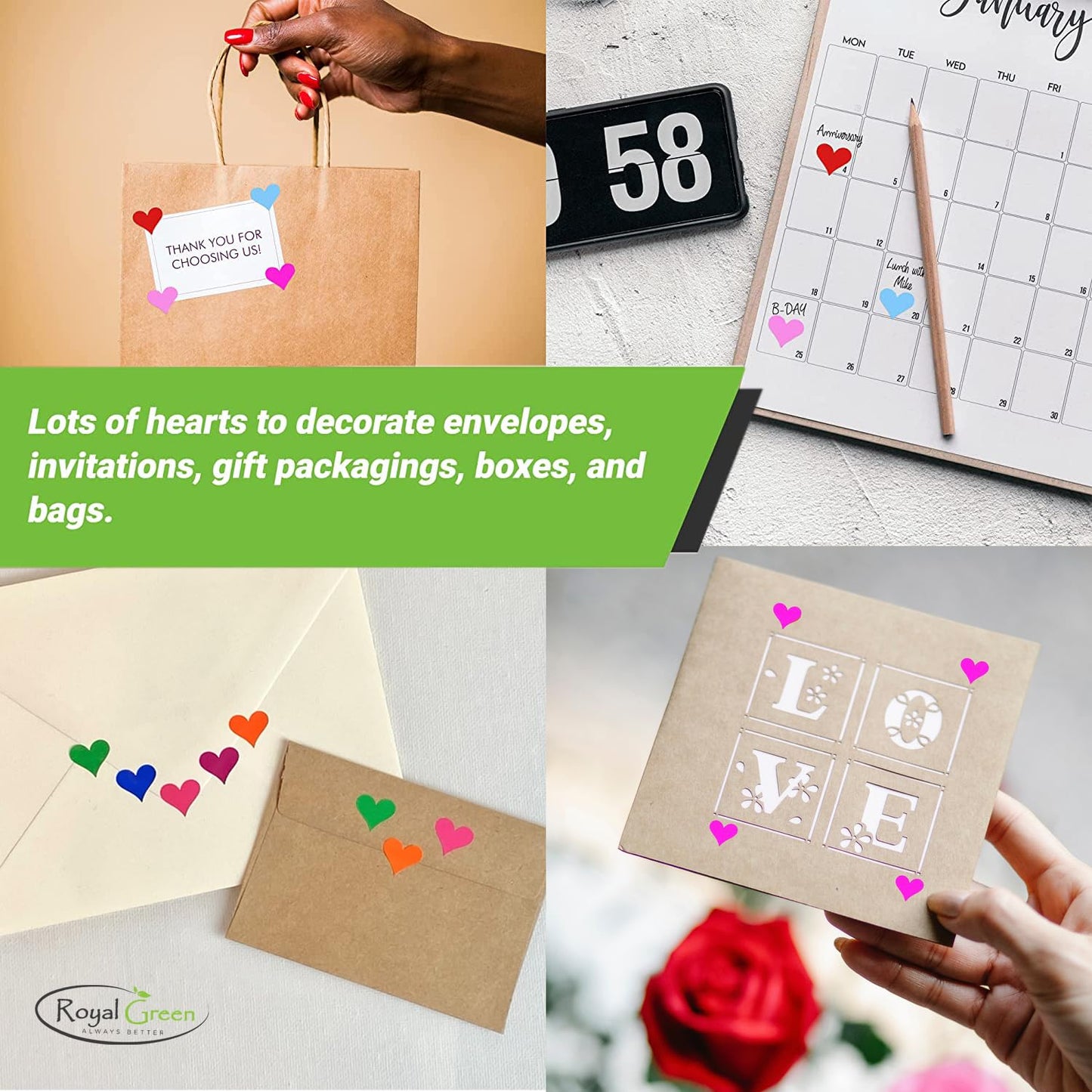 1/2 Inch (0.50) Heart Sticker Bulk Labels Sheets Diy Scrapbooking Stickers For Valentine'S Day, Stationery, Arts & Crafts 13Mm, 7560-Pack (Brown) By Royal Green